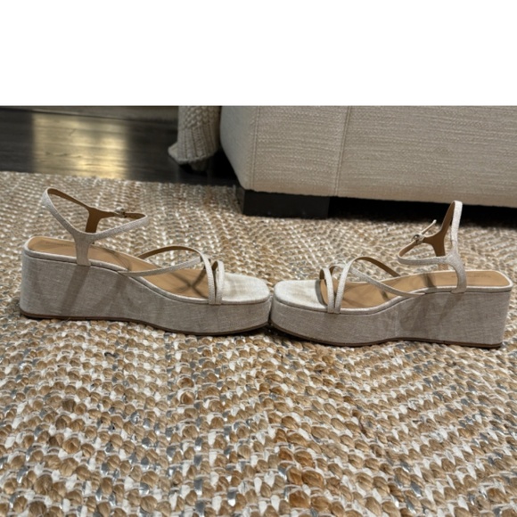 Reformation - Platform Wedge Sandals – Oatmeal Linen (Size 39 / US 8.5) - Picture 6 of 14
